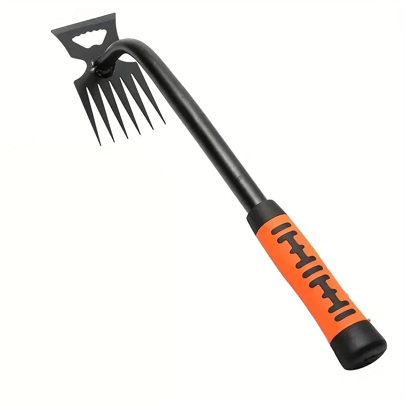 2 in 1 Garden Weeding Rake 5/6/11 Teeth Carbon Steel Manual Weeder Tool Loosening Soil Removing Grass Root Gardening Farm Tool