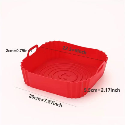 1pc Reusable Silicone Air Fryer Liner—Foldable, Non-stick Baking Mat—Heat Resistant, Kitchen Cooking Accessory