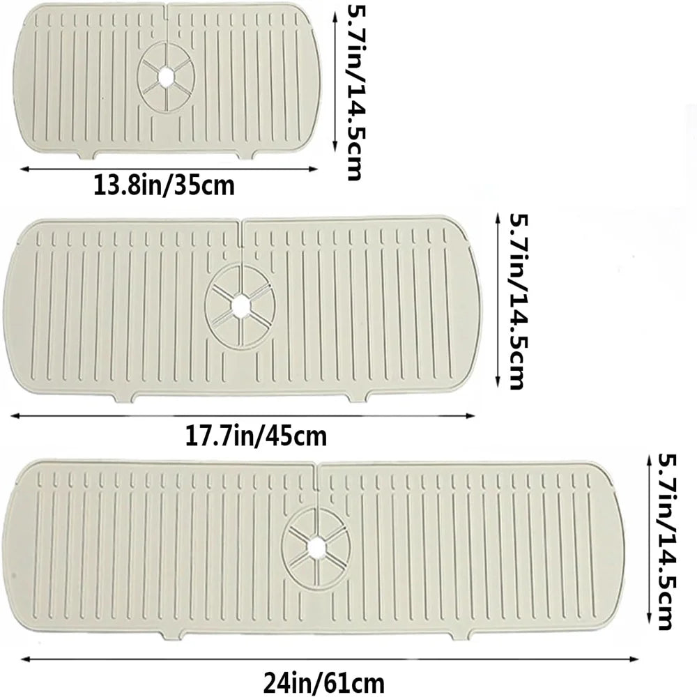 Silicone Drain Mat, Kitchen Faucet Sink Splash Guard,  Sink Draining Pad Behind Faucet,For Kitchen & Bathroom Countertop Protect