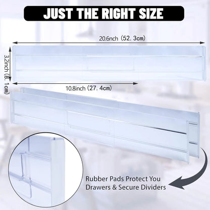 4Pcs Transparent Drawer Dividers Adjustable Expandable Drawer Dividers for Clothes Utensils Cosmetics Office Storage