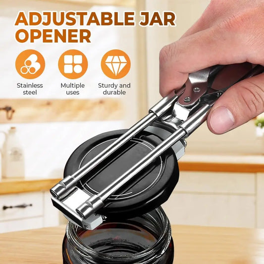 Adjustable Stainless Steel Jar Opener, Master Bottle Opener, Kitchen Gadgets Gripper Tight Lid Opener, for Seniors Arthritis