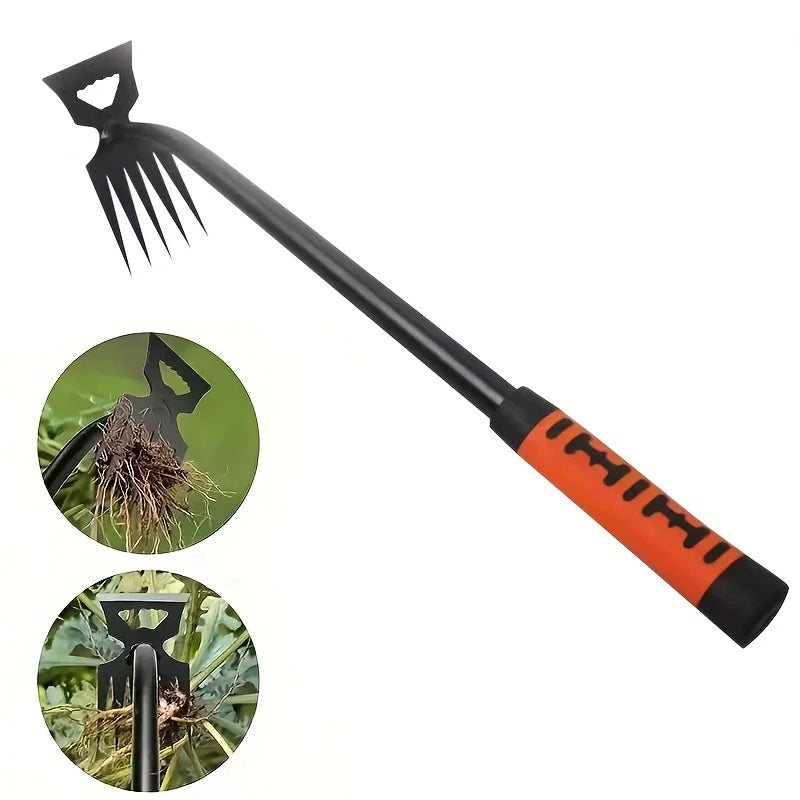 2 in 1 Garden Weeding Rake 5/6/11 Teeth Carbon Steel Manual Weeder Tool Loosening Soil Removing Grass Root Gardening Farm Tool