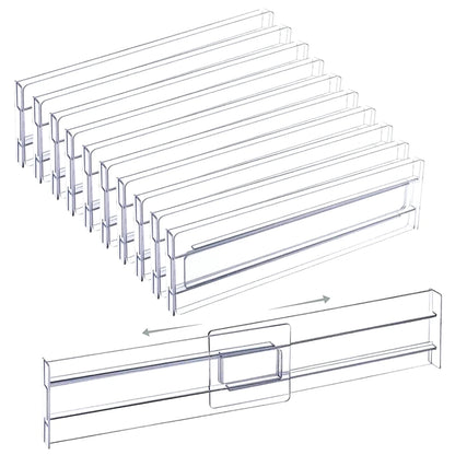 4Pcs Transparent Drawer Dividers Adjustable Expandable Drawer Dividers for Clothes Utensils Cosmetics Office Storage