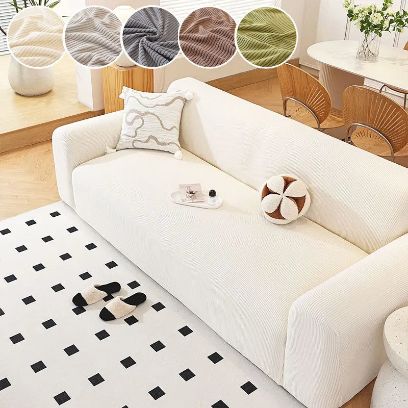 1PC-Shake grain velvet sofa cover classic straight clause plush anti slip sofa cover