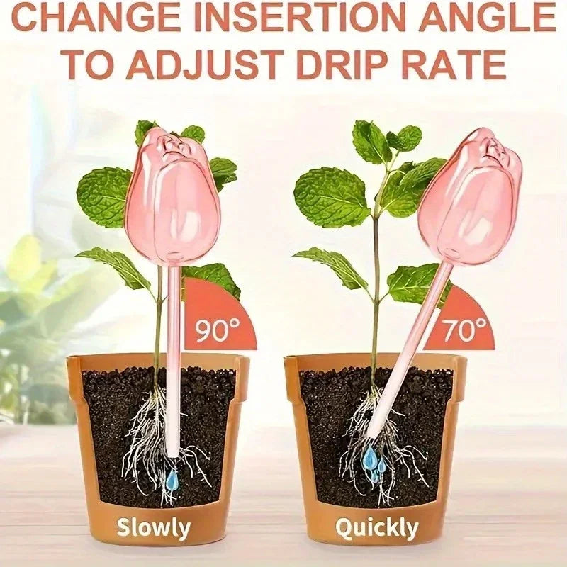 Stylish Plant Watering Solution Tulip Plant Watering Globes Self Watering Bulbs for Indoor Outdoor Plants Automatic Spikes