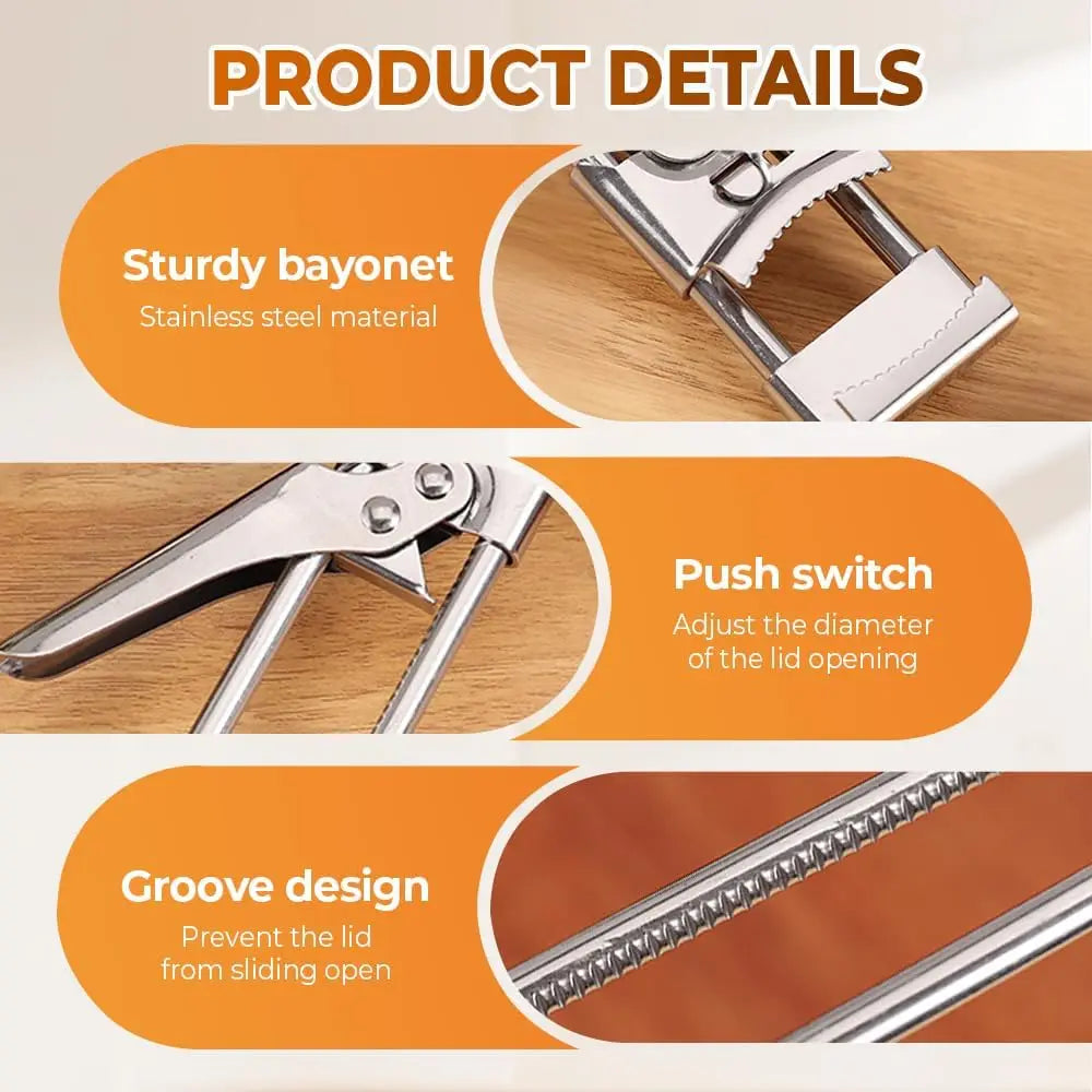 Adjustable Stainless Steel Jar Opener, Master Bottle Opener, Kitchen Gadgets Gripper Tight Lid Opener, for Seniors Arthritis