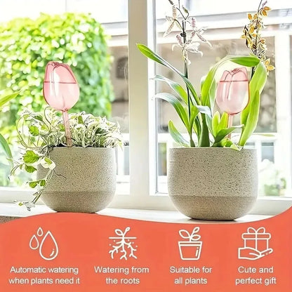 Stylish Plant Watering Solution Tulip Plant Watering Globes Self Watering Bulbs for Indoor Outdoor Plants Automatic Spikes