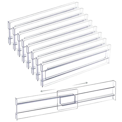 4Pcs Transparent Drawer Dividers Adjustable Expandable Drawer Dividers for Clothes Utensils Cosmetics Office Storage