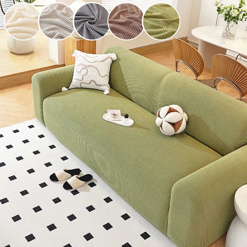 1PC-Shake grain velvet sofa cover classic straight clause plush anti slip sofa cover