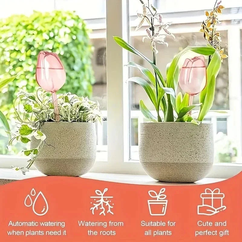 Stylish Plant Watering Solution Tulip Plant Watering Globes Self Watering Bulbs for Indoor Outdoor Plants Automatic Spikes
