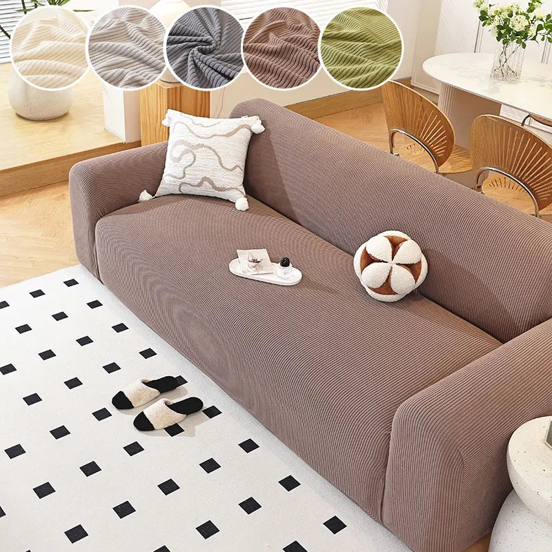 1PC-Shake grain velvet sofa cover classic straight clause plush anti slip sofa cover