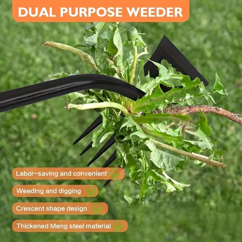 2 in 1 Garden Weeding Rake 5/6/11 Teeth Carbon Steel Manual Weeder Tool Loosening Soil Removing Grass Root Gardening Farm Tool
