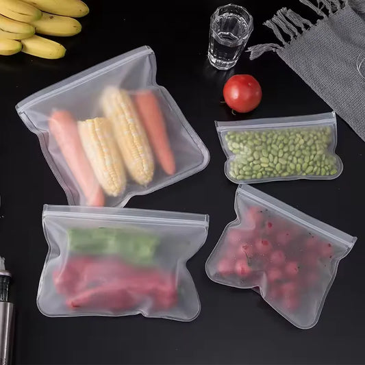5/10pcs Silicone Food Grade Storage Containers Leakproof Containers Reusable Ziplock Freezer Fresh Bag Food Storage Sealed Bag