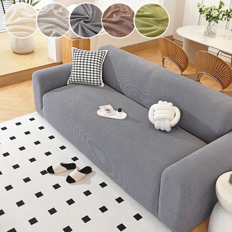 1PC-Shake grain velvet sofa cover classic straight clause plush anti slip sofa cover